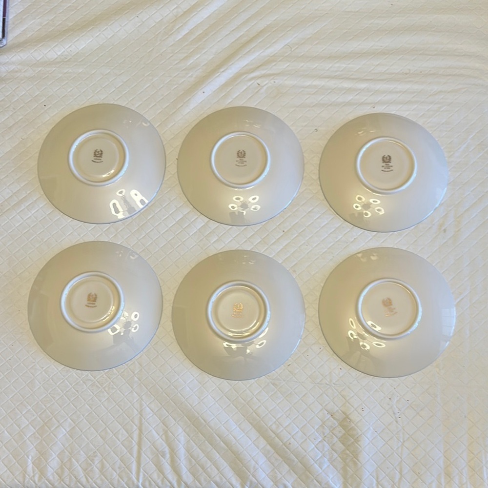 VTG Lexon X-446 Ivory China Platinum Rimmed Sauce 6inch 6 Set Made In Us - Picture 2 of 8